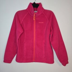 Columbia Pink Fleece Jacket Youth 14/16 Full Zip With Pockets